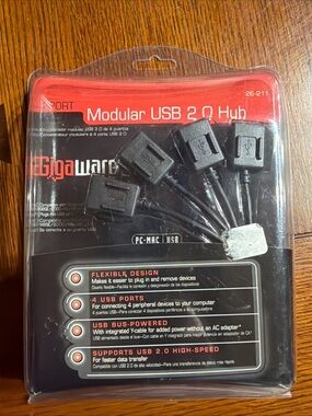 Black Modular USB 2.0 4-Port Flexible Hub